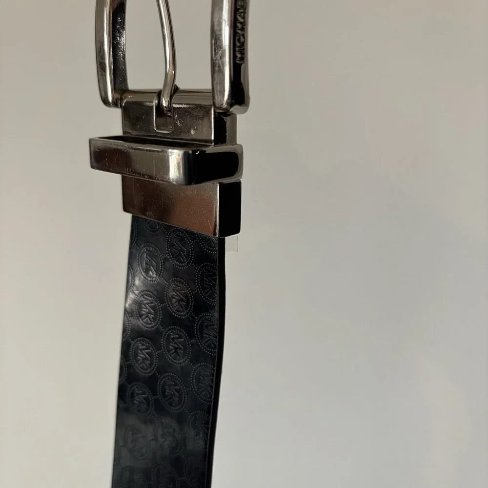 Michael Kors‎ Women's Black MK Monogram Synthetic Belt Size Medium Casual